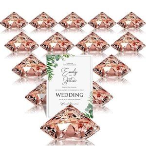 24 Pack Rose Gold Place Card Table Number Holder Diamond Acrylic Crystal Stands
